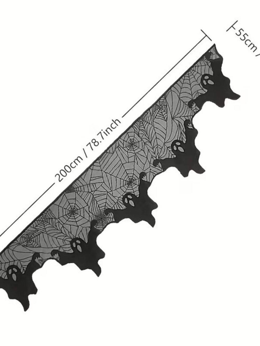 Halloween Dark Goth Ghost Spiderweb Mantel Table Runner 79"L x 22"W - Picture 3 of 3